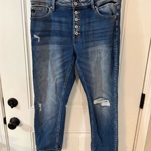 KanCan Blue Distressed Boyfriend skinny ankle XL
